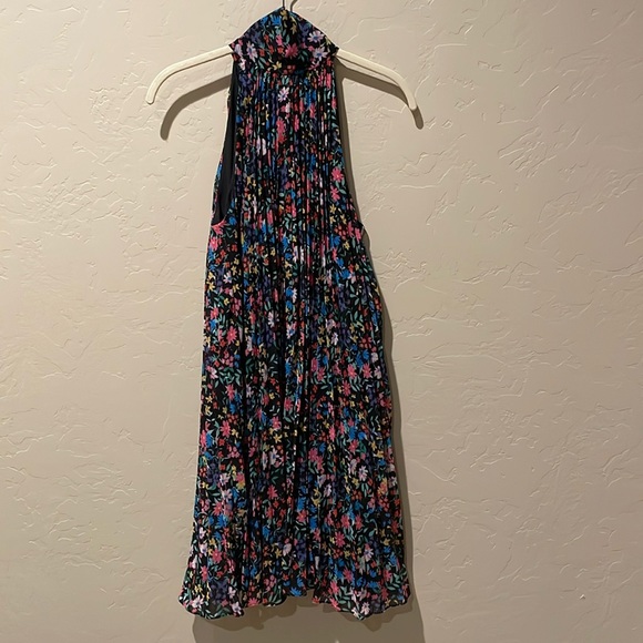 Milly Dresses & Skirts - Milly pleated, black floral, halter neck with tie. Size S